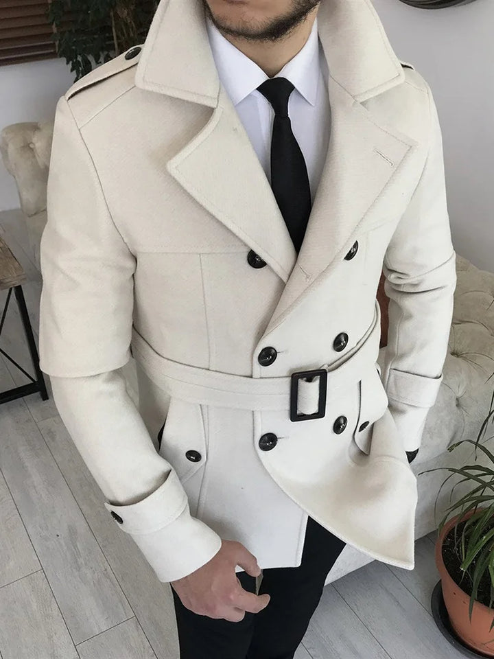 Classic White British Style Short Trench Coat - DUVAL