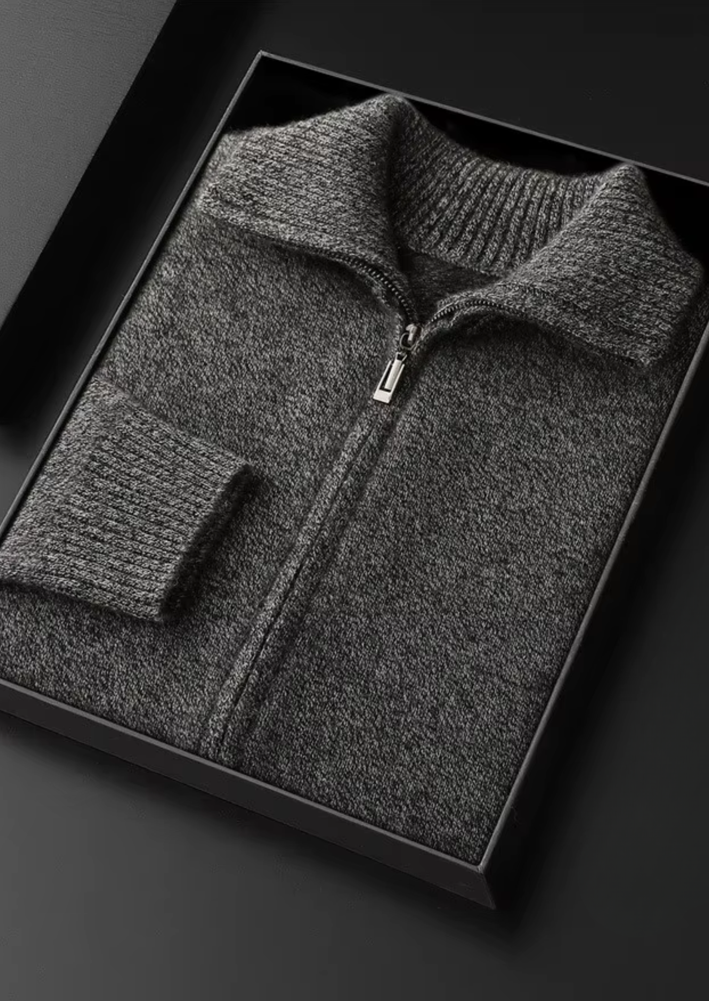 Pure Cashmere Heather Gray Funnel Neck Cardigan