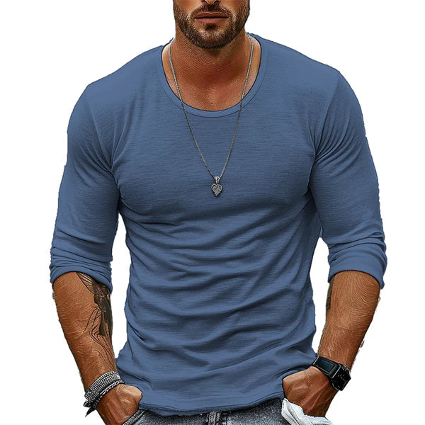 Casual Solid Color Round Neck Long Sleeve T-Shirt