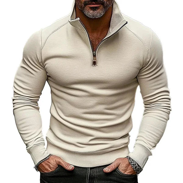 Men's Casual Solid Color Stand Collar Sweatshirt