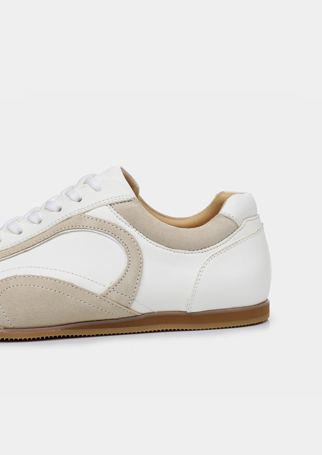 White Retro Hybrid Suede Leather Runner