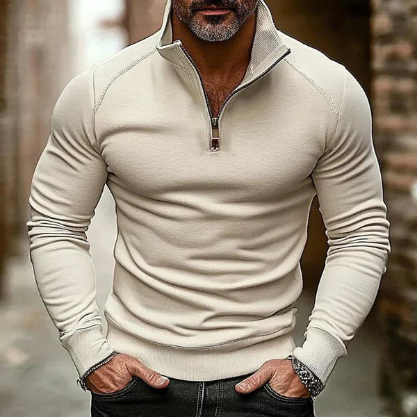 Men's Casual Solid Color Stand Collar Sweatshirt