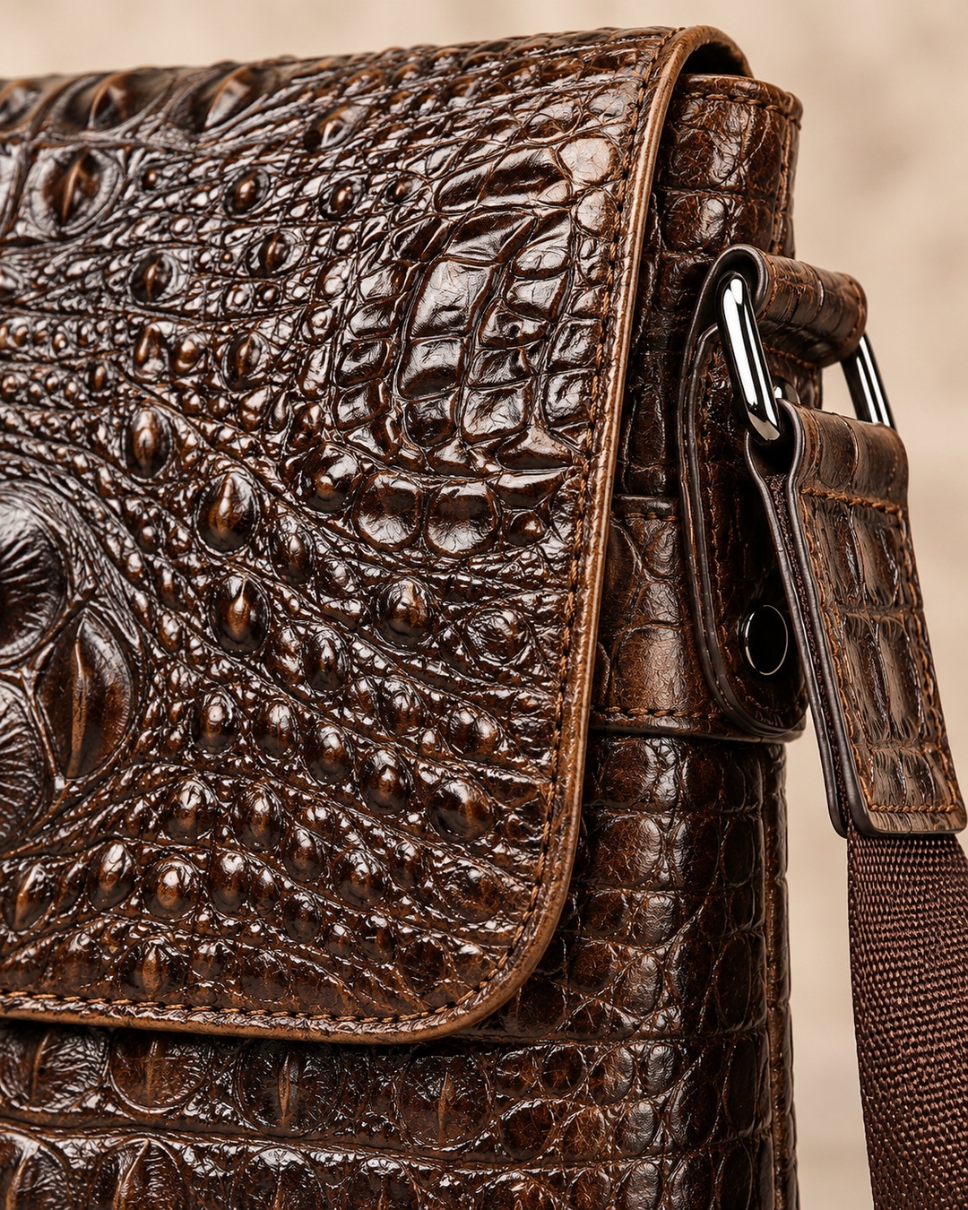 The Zurich 28 — Crocodile Crossbody Bag | Brown