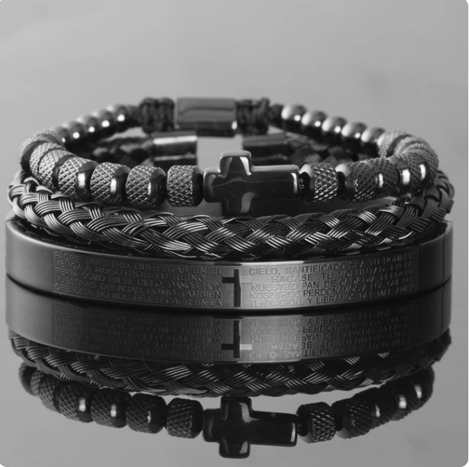 Luxury Stainless Steel Cross Bracelet Set