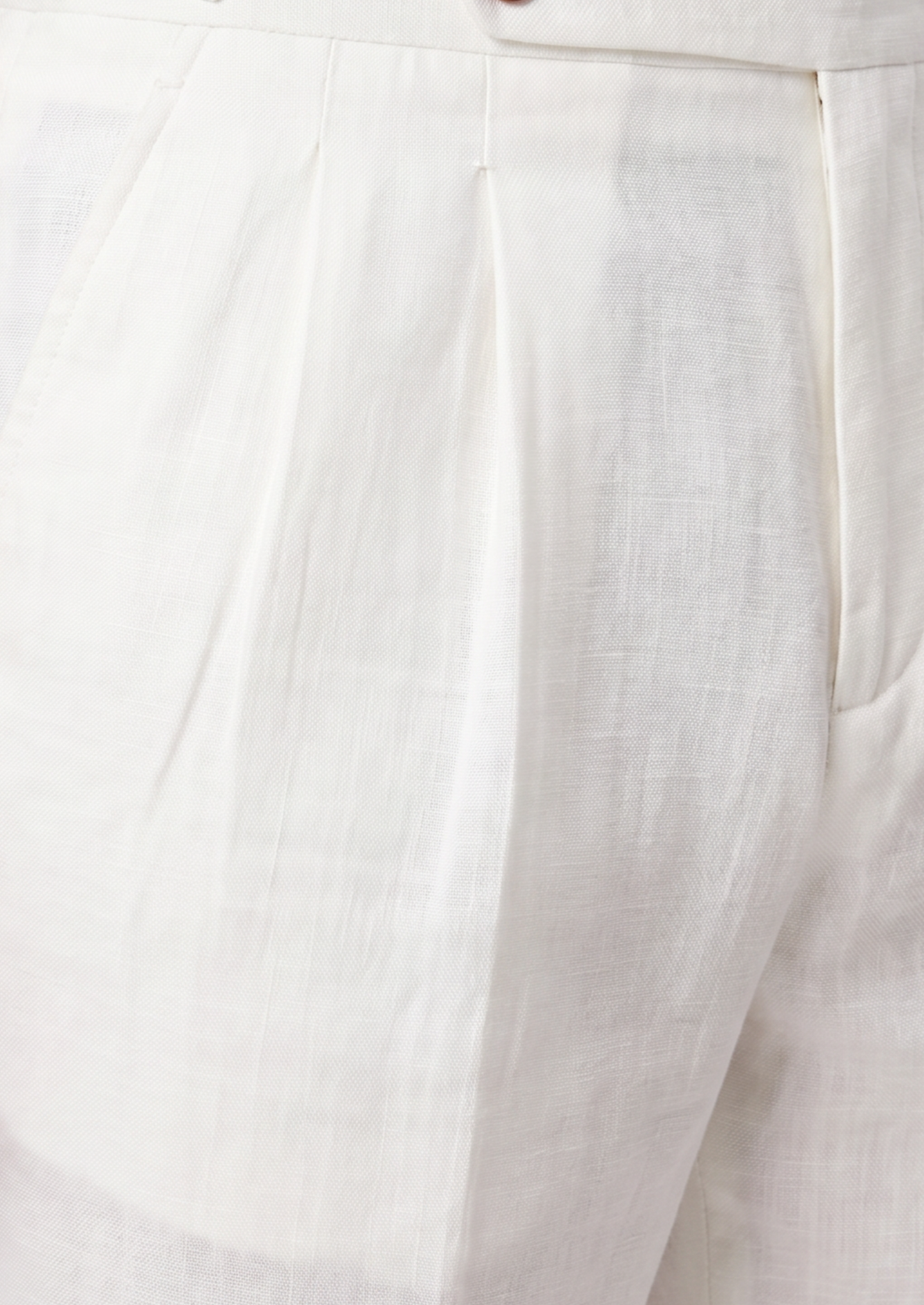 White Pleated Linen Seaside Shorts