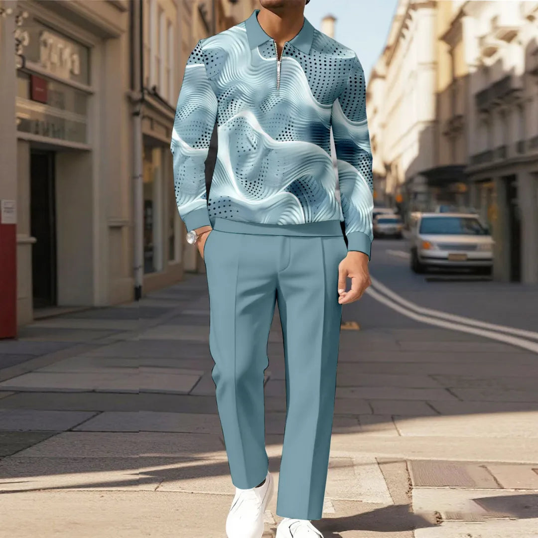 Modern Quarter Zip Two-Piece Set - DUVAL