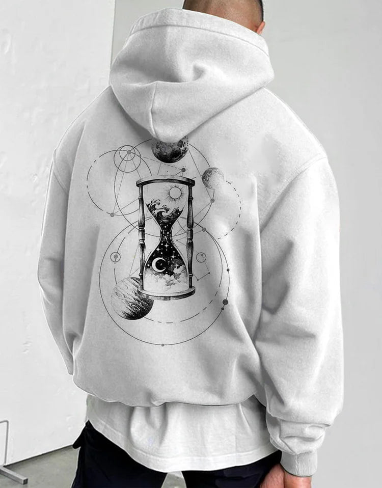 Cosmic Sun Moon Hourglass Art Illustration Hoodie - DUVAL