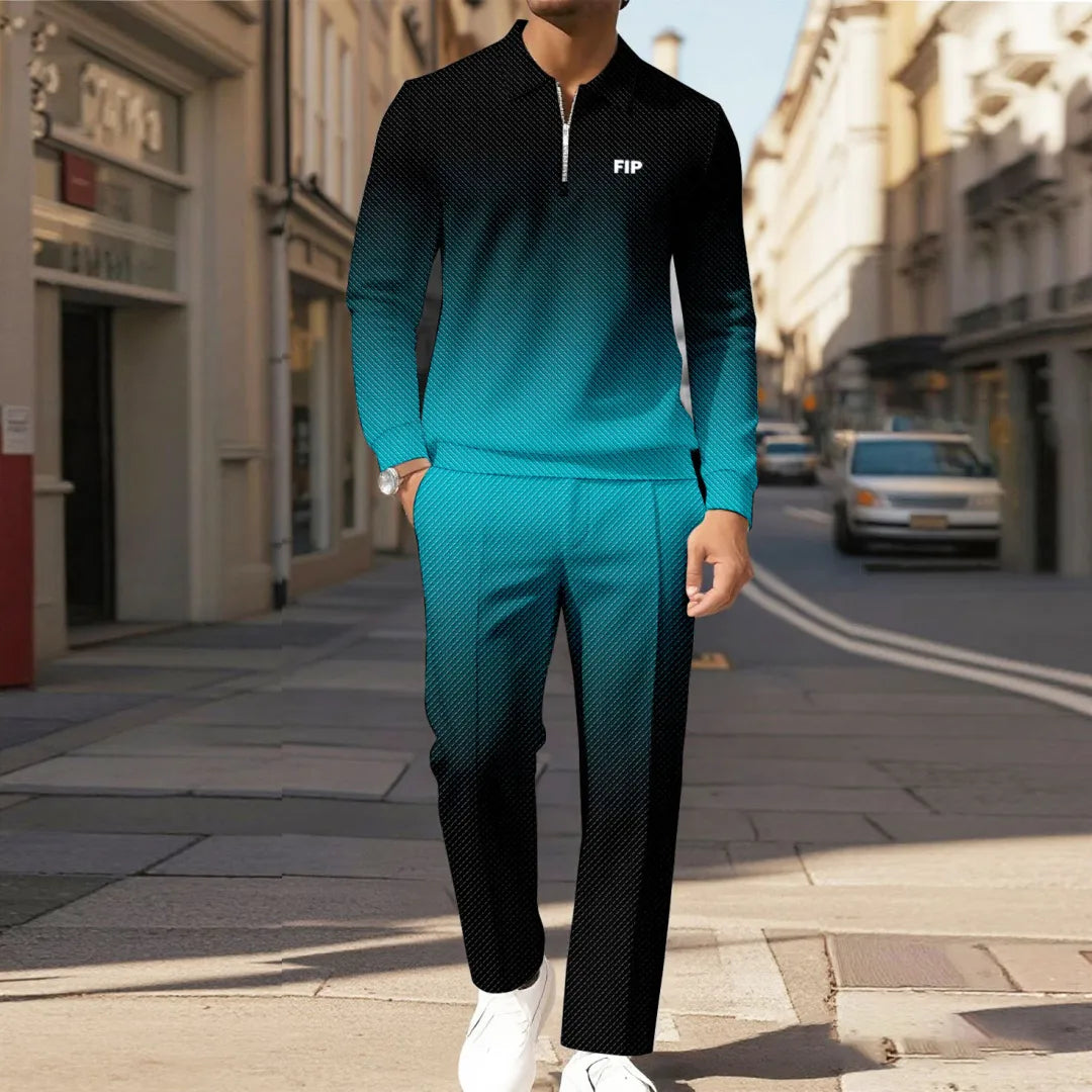 Modern Quarter Zip Two-Piece Set