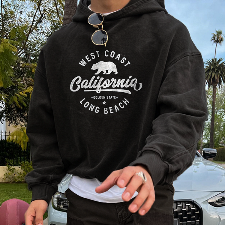 Men'S Vintage Oversized "California" Print Sweatshirt