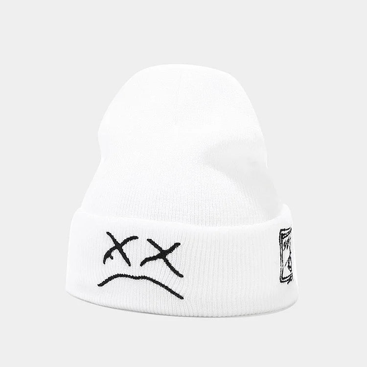 SAD BOY FACE HIP HOP KNITTED BEANIES HAT FOR WINTER