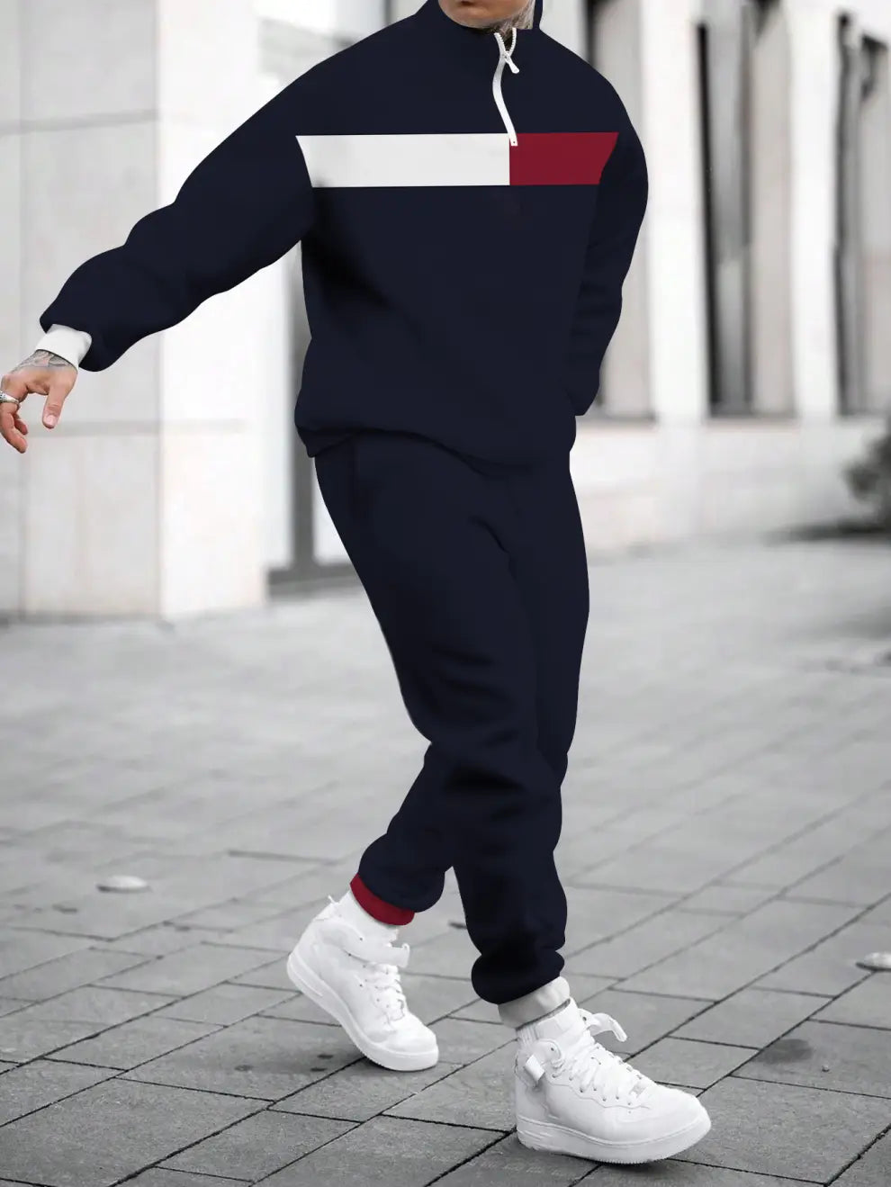 Relaxed Zipper Long Sleeve Two Piece Set - DUVAL