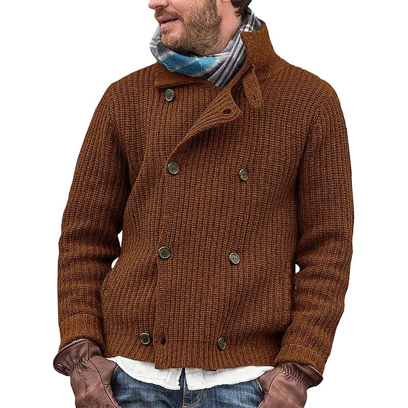 men's-solid-color-button-knit-jacket