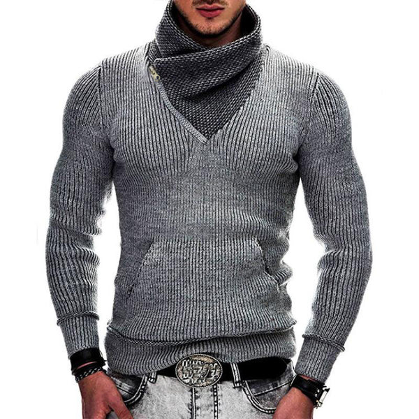 Long Sleeve Turtleneck Pocket Knit Sweater