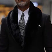 Black Collar Eco Fur Coat - DUVAL