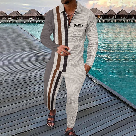 Paris Long Sleeve Polo Shirt And Pants Co-Ord