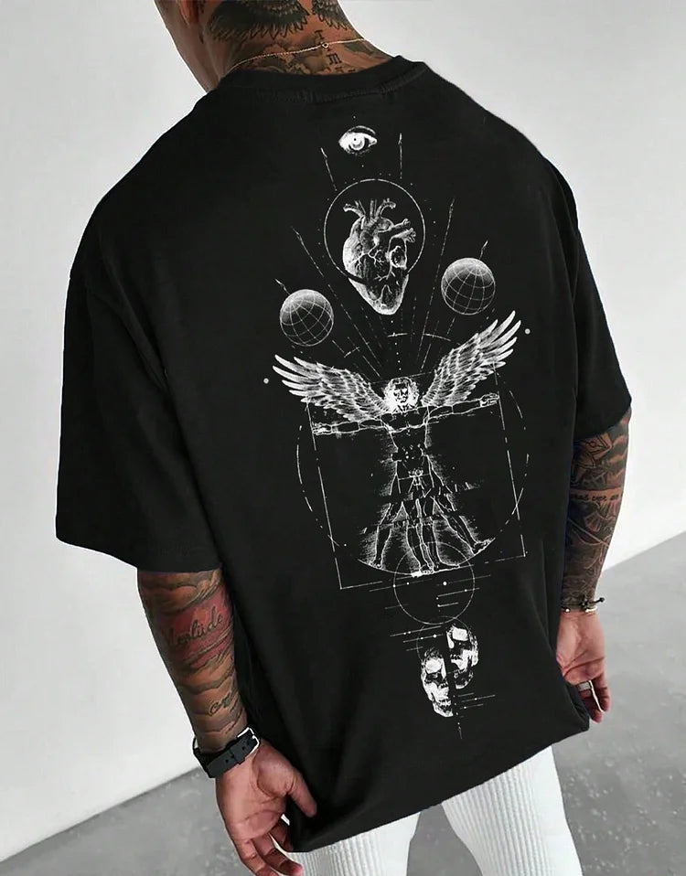 Biological Evolution With Cosmic Art Pattern T-Shirt - DUVAL