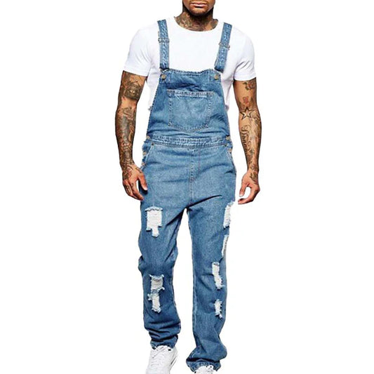 Casual Ripped Denim Overalls