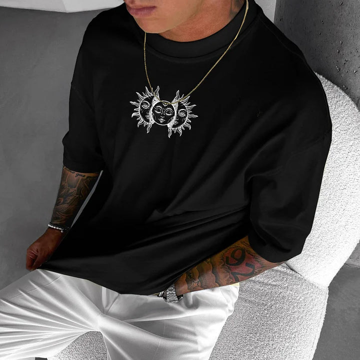 Oversize Sun Moon Stars Tee - DUVAL