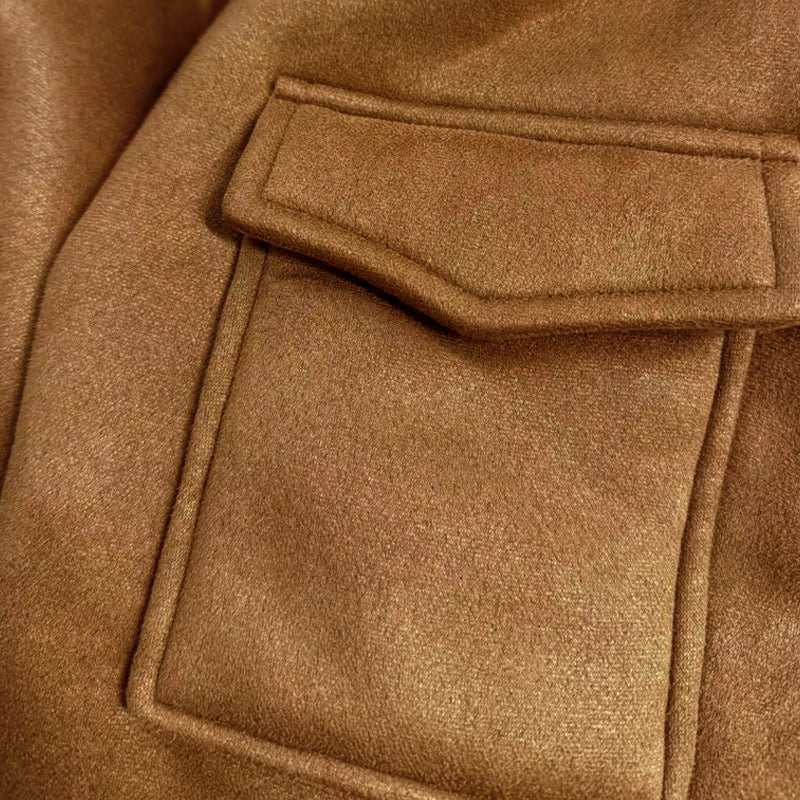 Winter Lambswool Warm Lapel Multi-pocket Thick Coat - DUVAL