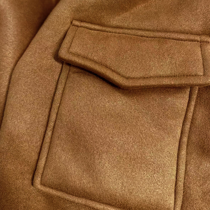 Winter Lambswool Warm Lapel Multi-pocket Thick Coat - DUVAL