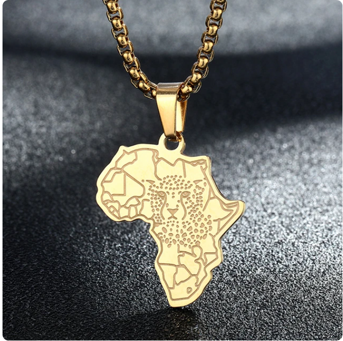 Africa Map Necklace Stainless Steel