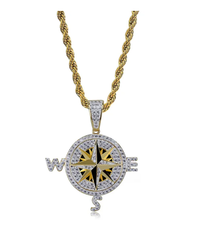 Iced Out Compass Luxury Necklace Pendant