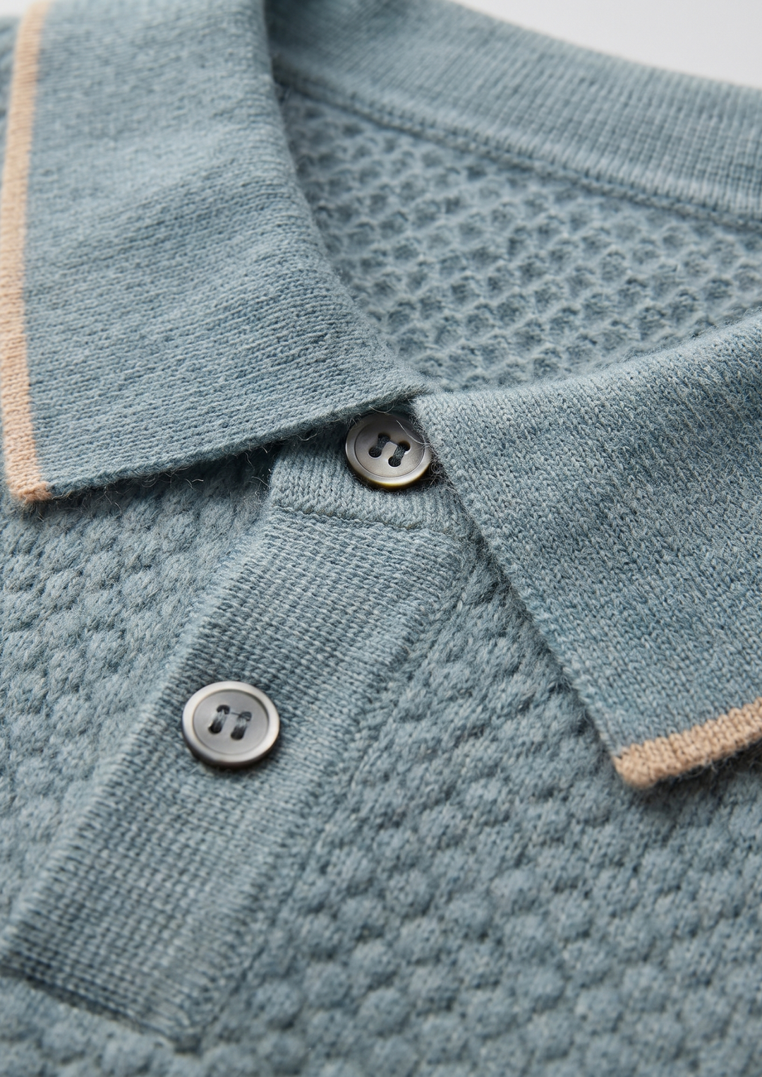 Premium Cashmere Sea Blue Two-Tone Polo