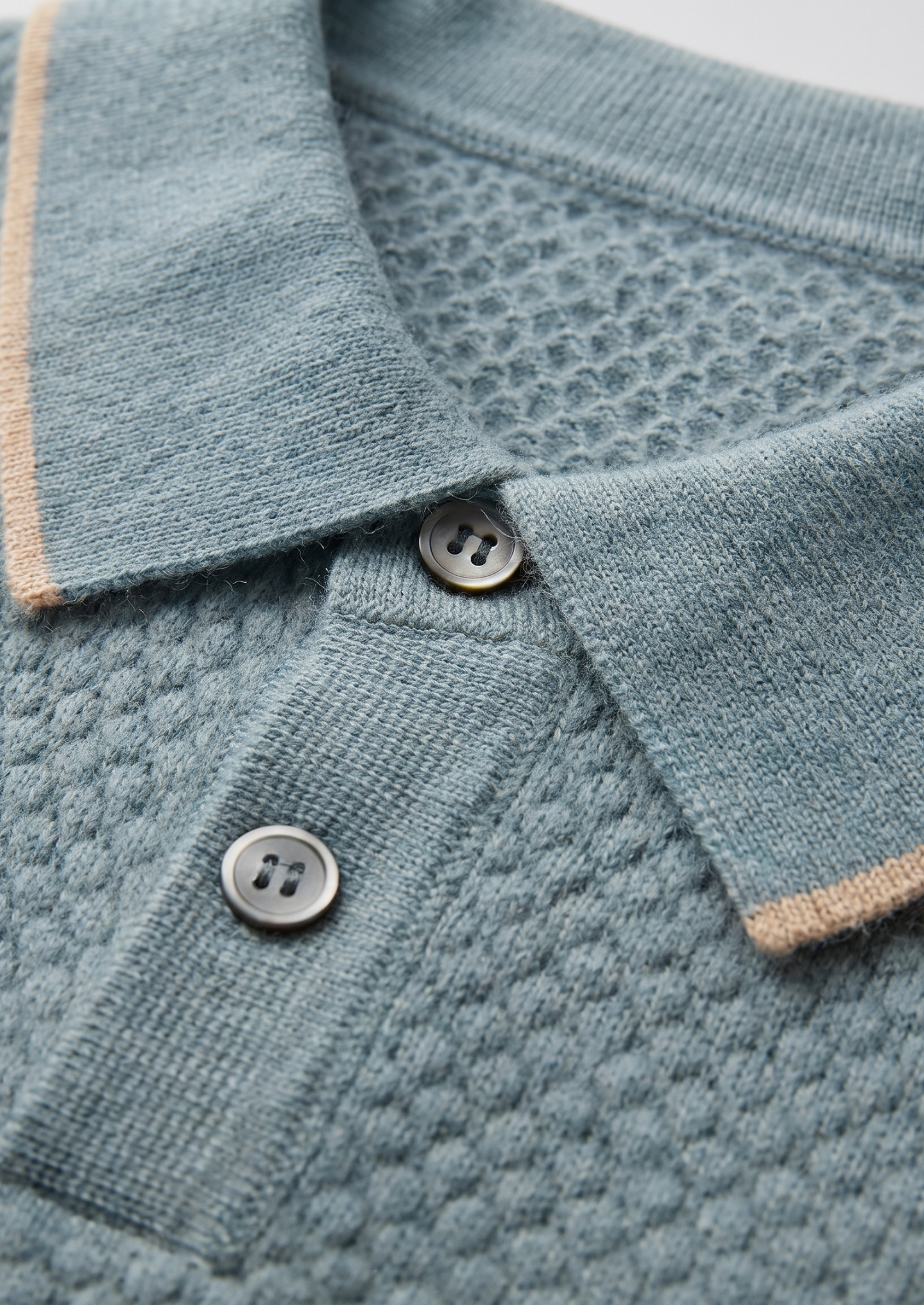 Premium Cashmere Sea Blue Two-Tone Polo