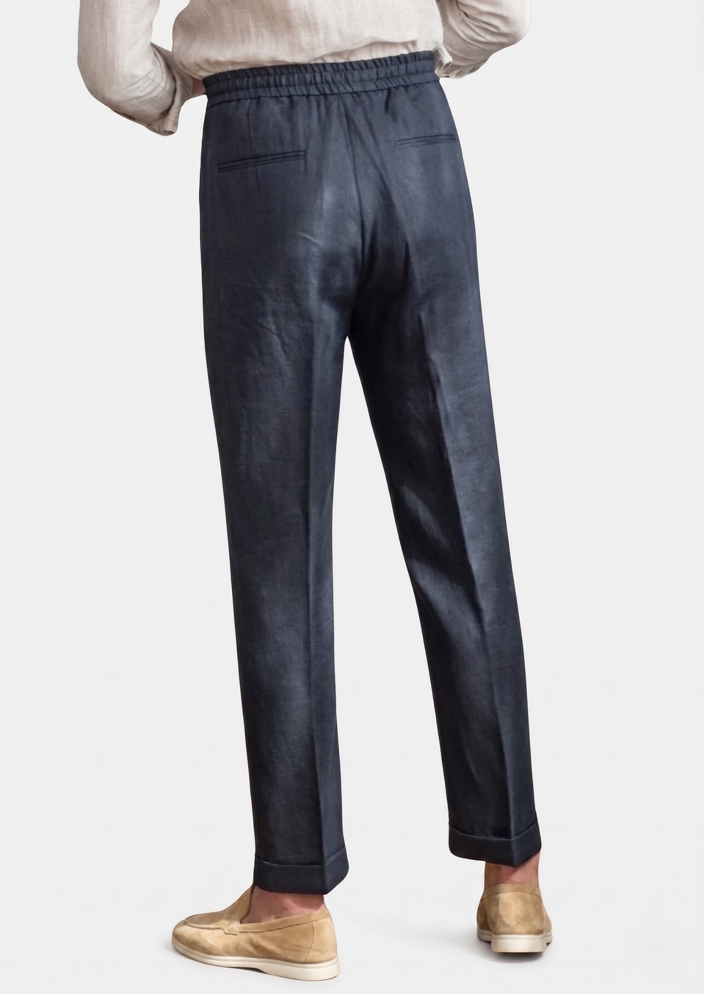Drawstring Coastal Trousers - Navy Blue