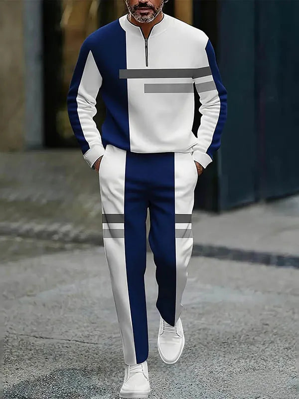 Quarter Zip Sweater & Trousers Two-Piece Set - DUVAL