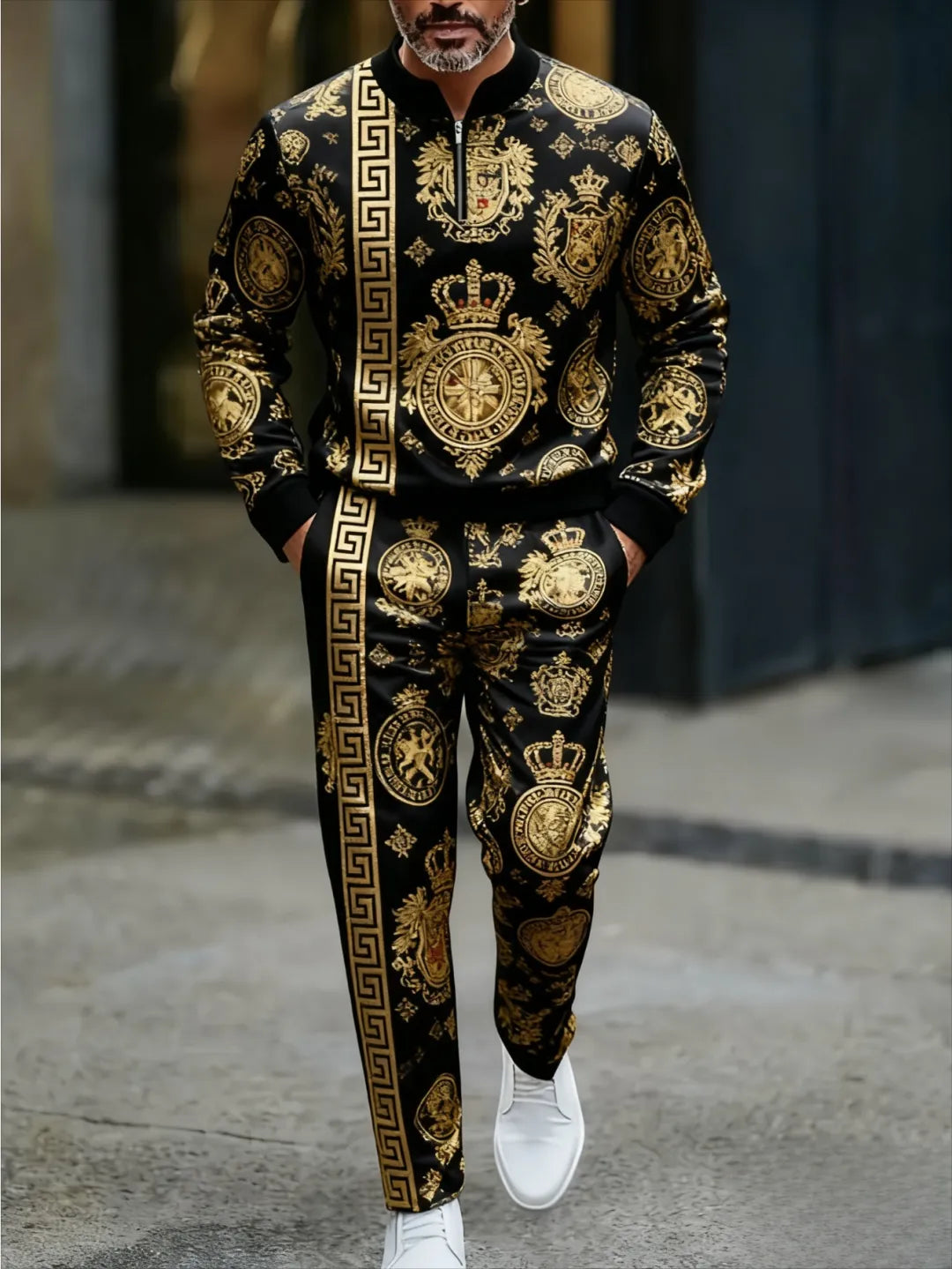 Quarter Zip Sweater & Trousers Two-Piece Set - DUVAL