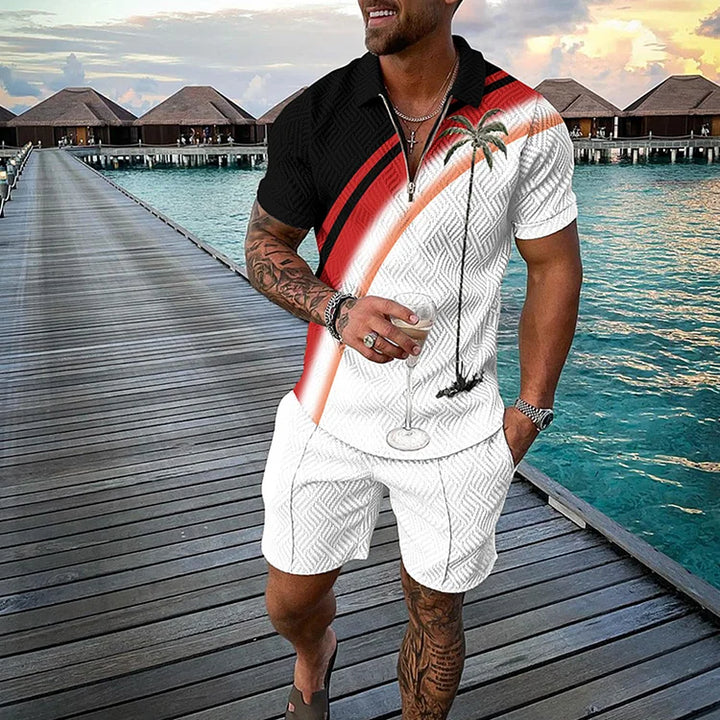 Tropicana Polo Shirt And Shorts Co-Ord - DUVAL