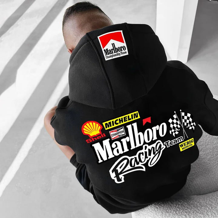 Oversized Hoodie Racing Graphic Print Hooded Sweatshirt - DUVAL