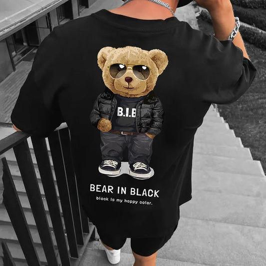 Teddy Bear Print Fashion Casual Oversized  T-Shirt