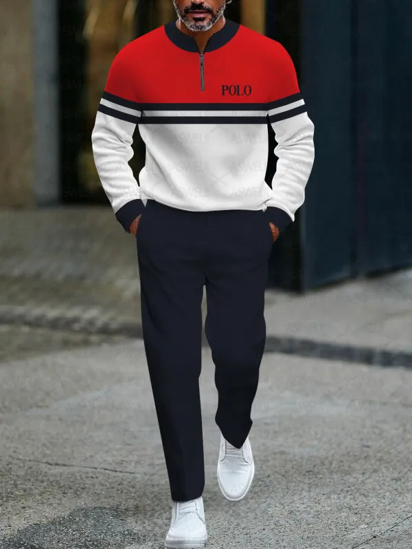 Zipper Long Sleeve Long Pants Two-Piece Set