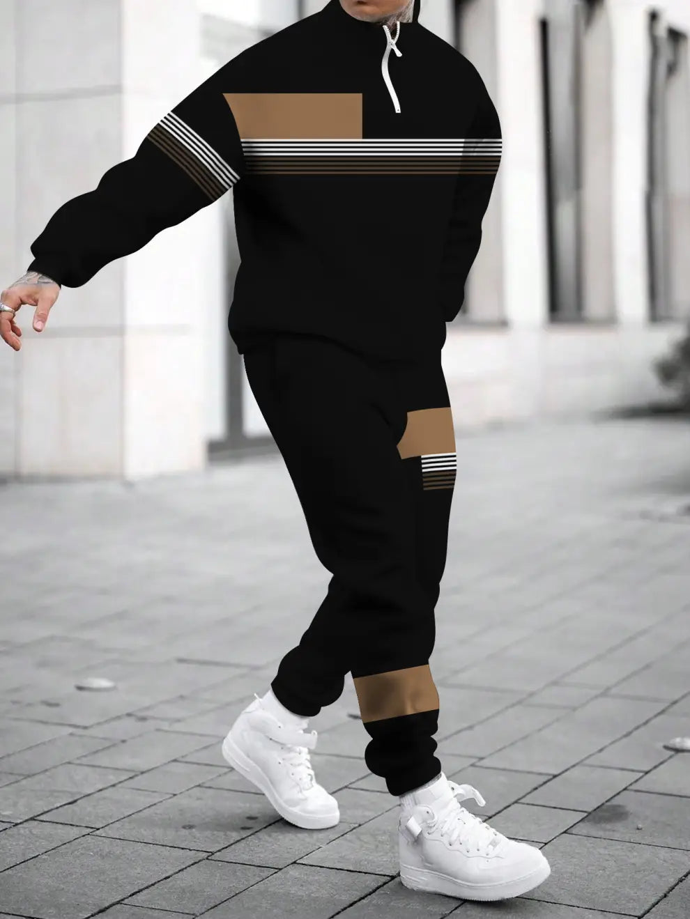 Relaxed Zipper Long Sleeve Two Piece Set - DUVAL