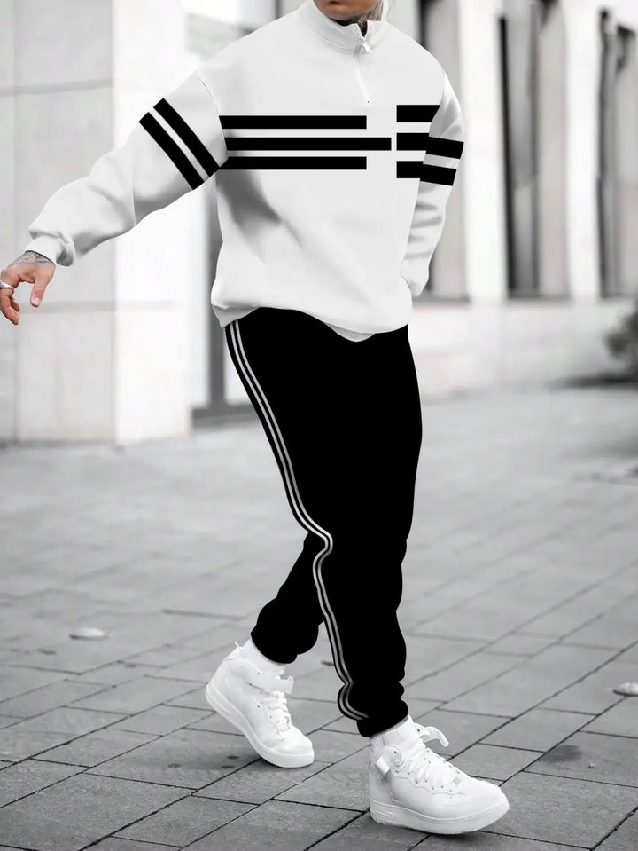 Relaxed Zipper Long Sleeve Two Piece Set - DUVAL