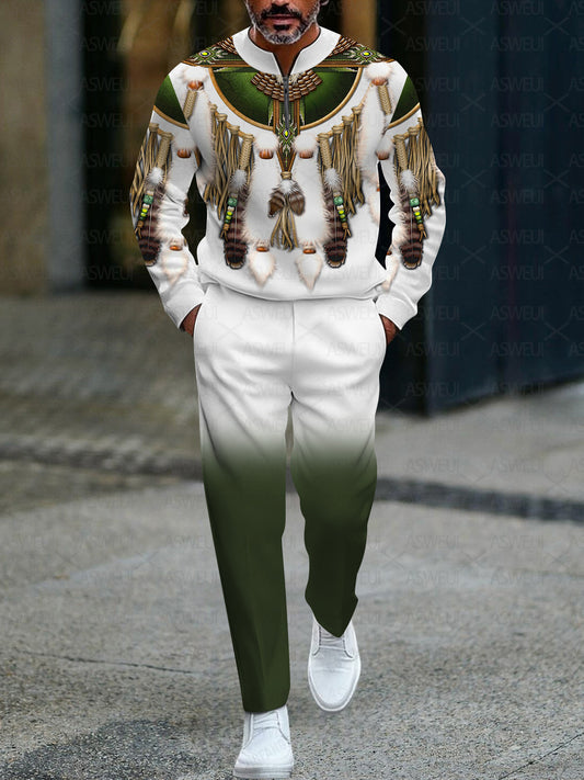 Zipper Long Sleeve Long Pants Two-Piece Set