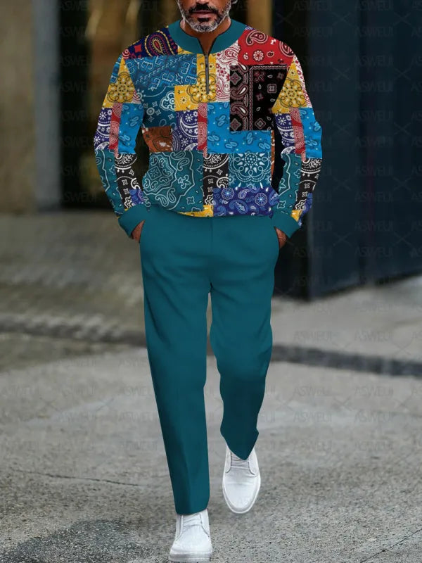 Zipper Long Sleeve Long Pants Two-Piece Set