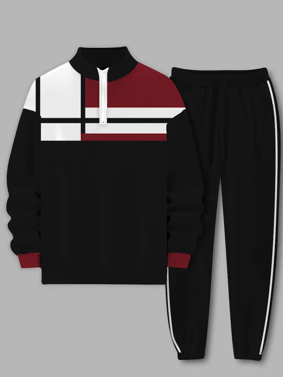 Relaxed Zipper Long Sleeve Two Piece Set - DUVAL
