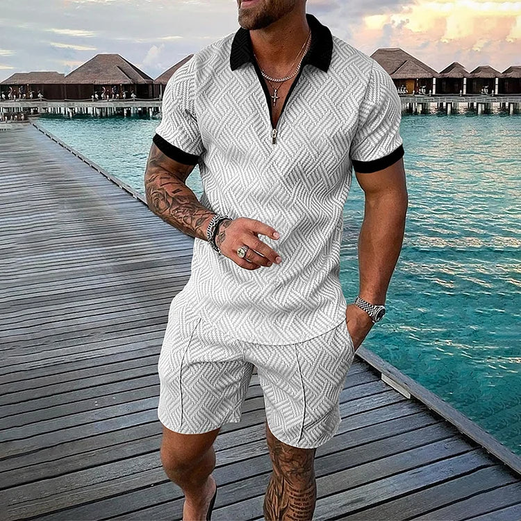 Men's Colorblock Casual Short Sleeve Polo Shirt Set – DUVAL