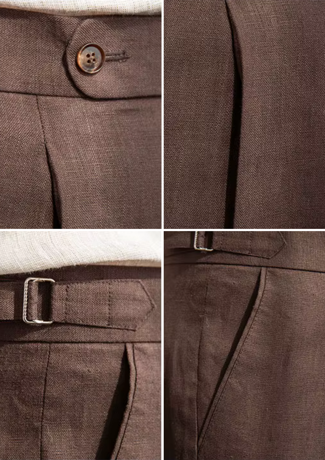 Valente Pleated Coastal Trousers - Dark Brown