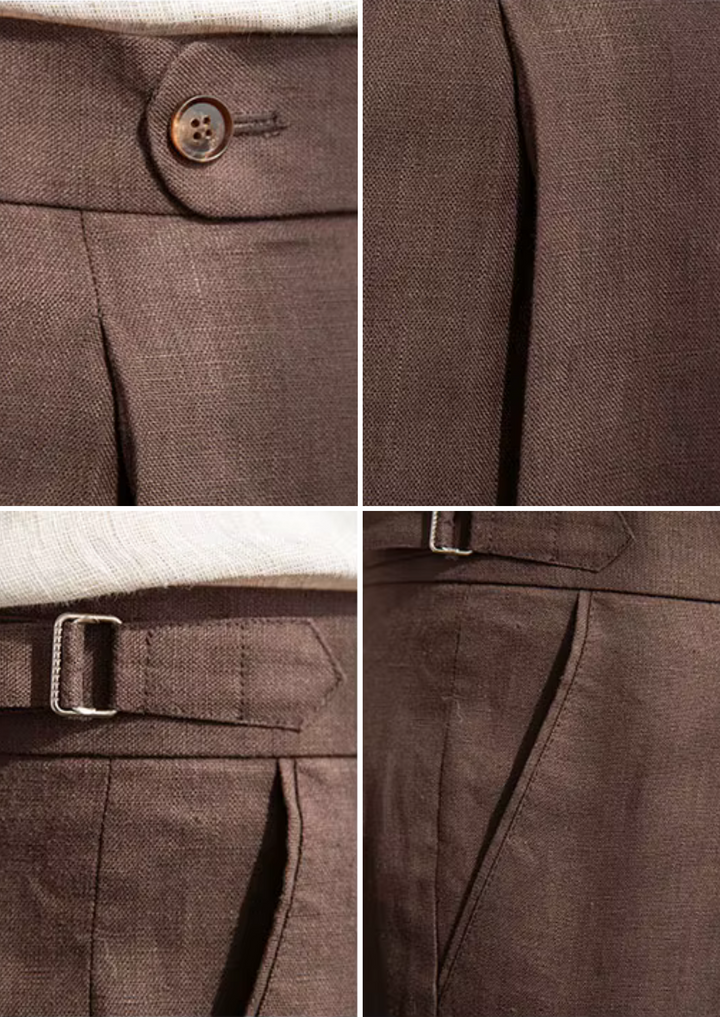 Valente Pleated Coastal Trousers - Dark Brown