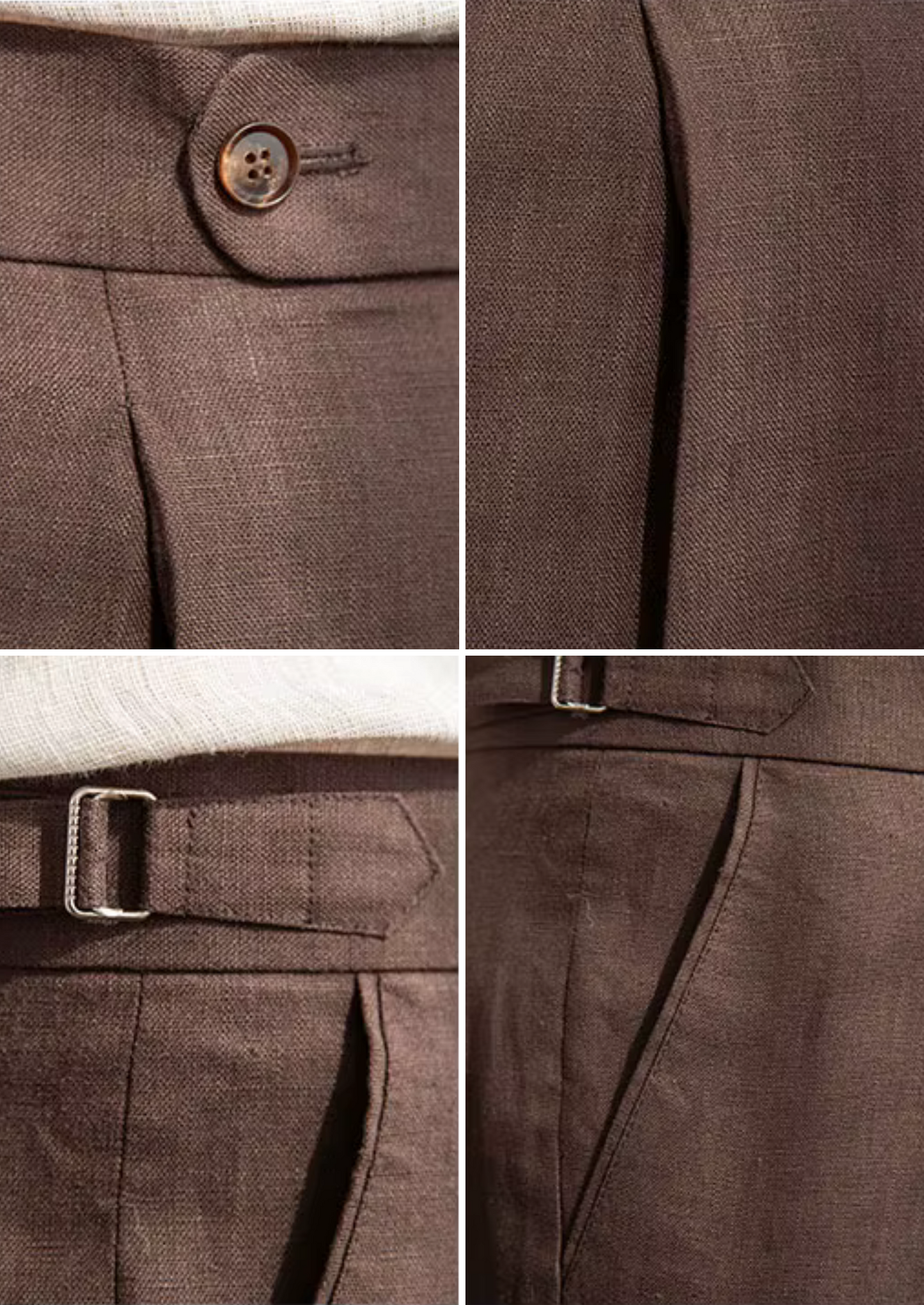 Tuscany Pleated Coastal Trousers - Dark Brown