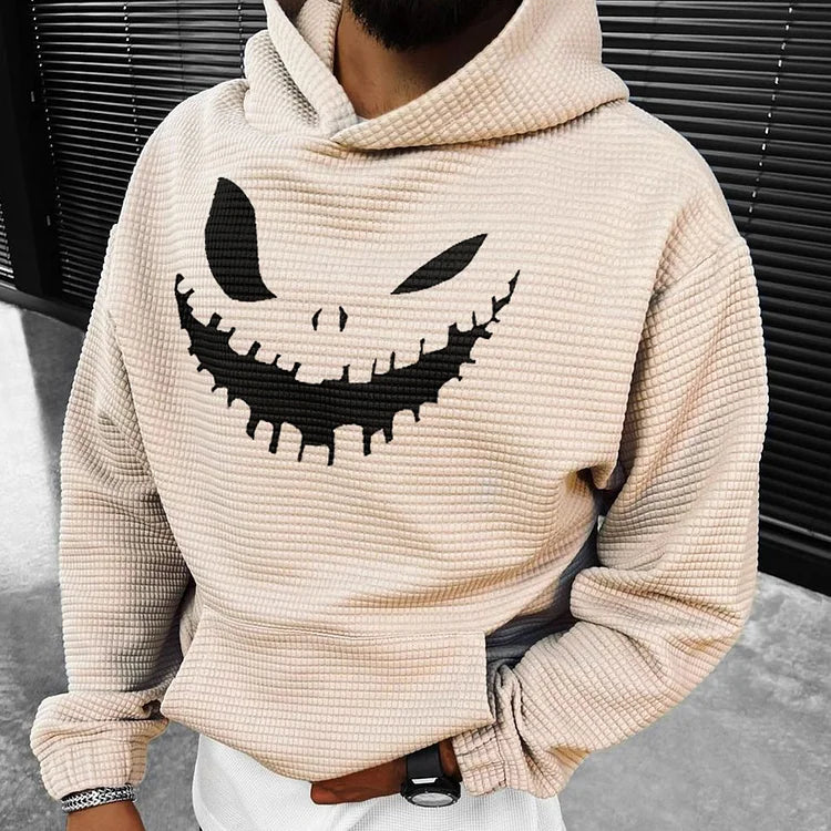 Halloween Smiley Print Casual Oversized  Sweatshirt Hoodie - DUVAL