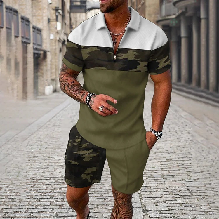 Classy Camo Polo Shirt And Shorts Co-Ord - DUVAL