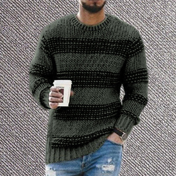 Casual Round Neck Striped Pullover Sweater