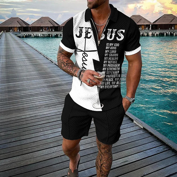 Jesus Prayer Polo Shirt And Shorts Co-Ord - DUVAL