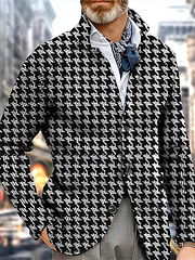 Houndstooth Fashion Print Wool Coat - DUVAL
