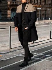 Black Khaki Color Block Art Painting Coat - DUVAL